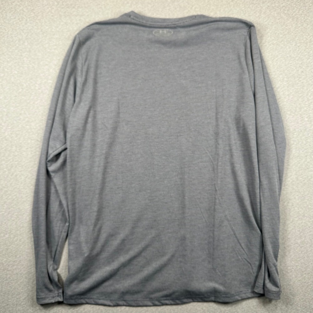 Under Armour Long Sleeve Run Shirt Mens 2XL Fitted Gray Micro Stripe HeatGear - Picture 9 of 11